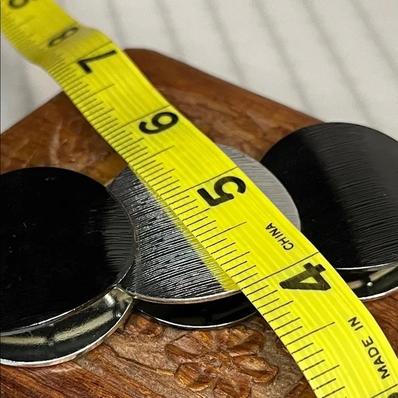 Vintage 2 Tone Metal Disk Panel Elastic Stretch Bracelet - Picture 7 of 13